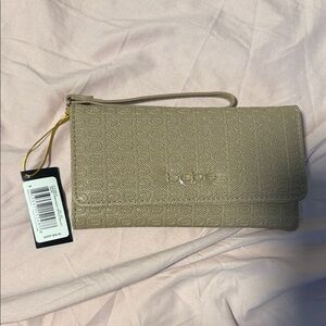 Bebe Taupe Textured Clutch Wristlet